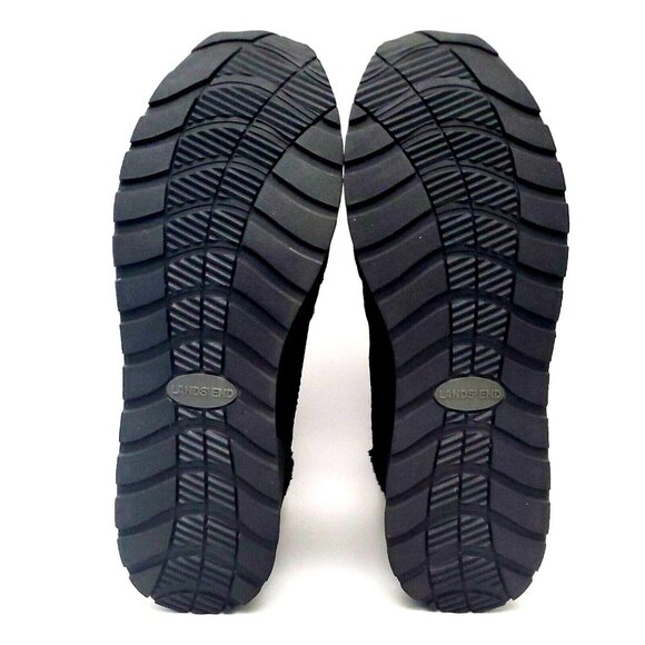 Lands' End Black Suede & Faux Fur Fleece Zip Up Ankle Boots Women's Size 7B - Picture 11 of 12